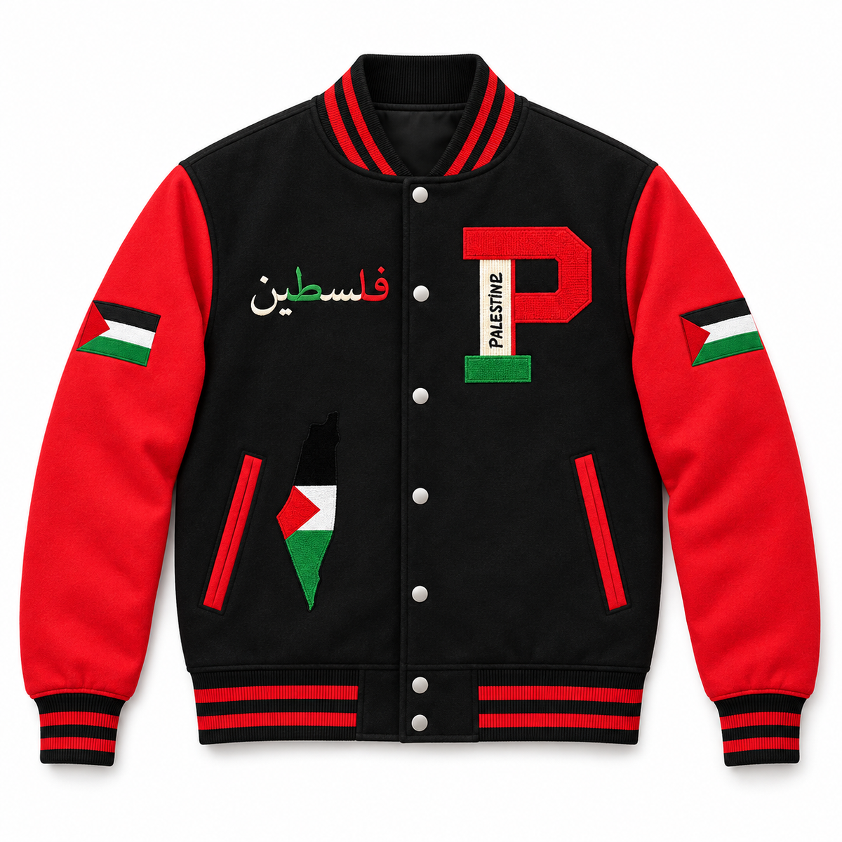 Black&Red Varsity 🇵🇸Inspired Baseball Jersey.