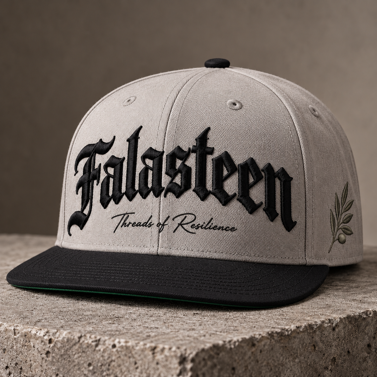 Falasteen Signature 3D Embroidered Snapback — Grey / Black
