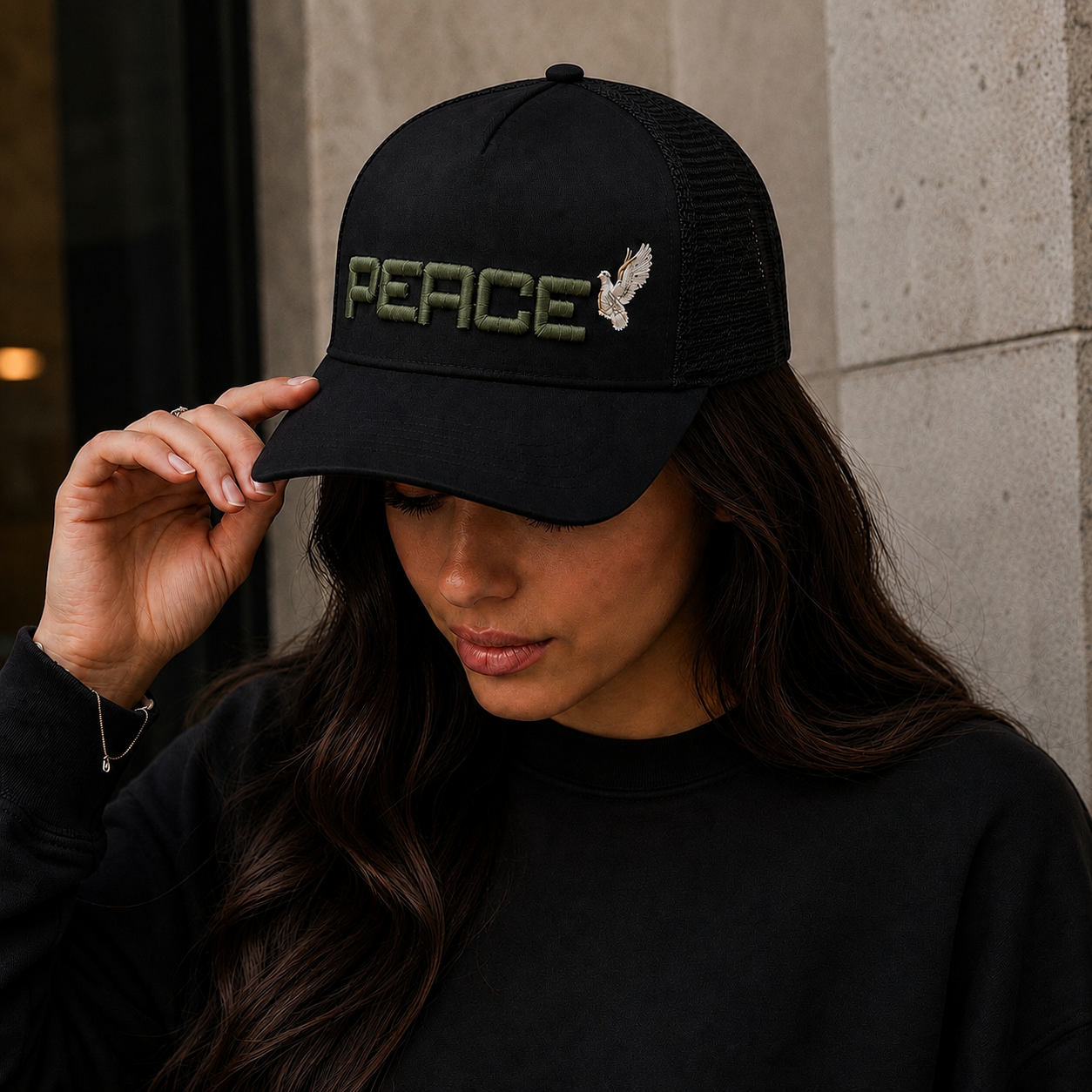 PEACE Embroidered Trucker Cap