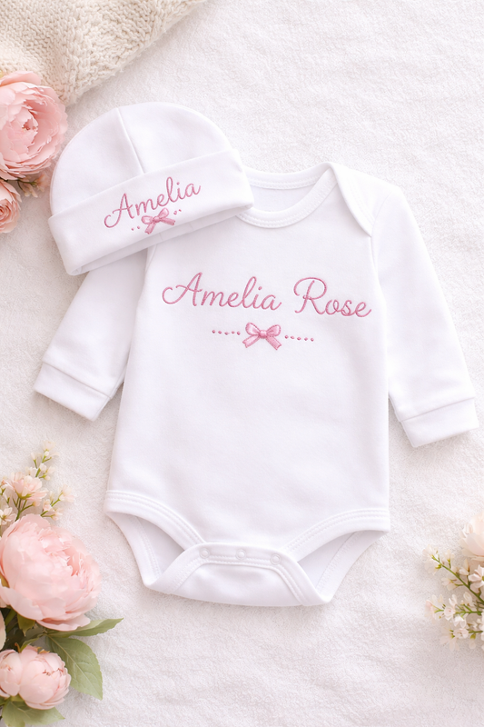 New Born Baby Hat & Baby Sleepsuit Set