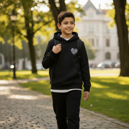 Children’s Keffiyeh heart Black heavyweight hoodie